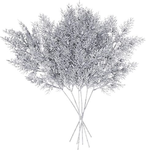 20" Christmas Picks Silver Christmas Tree Branches Filler 6pcs Hight Pine Branches for Christmas Tree Wreath Swag Winter Wedding Bouquet Centerpiece Décor in Saudi Arabia
