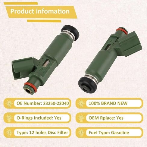 23250-22040 OE 1.8L 1ZZ-FE حاقن وقود المحرك، متوافق مع/تويوتا كورولا 2000 2001 2002 2003 2004، ماتريكس سيليكا Mr2 سبايدر فيبي 1.8 2000-2006،|#23250-0D040| |12 فتحة| |مجموعة من 4| in Kuwait