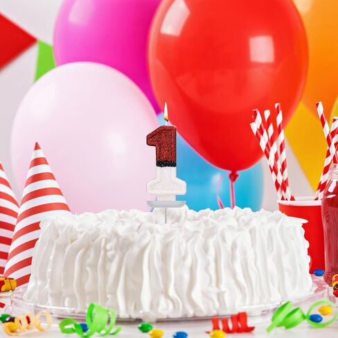 Birthday Cake Candle, Red White Birthday Candle Creative Number Candle Cake Topper Candle Birthday Cake Decorations for Birthday Party Decoration Supplies (1) in Saudi Arabia