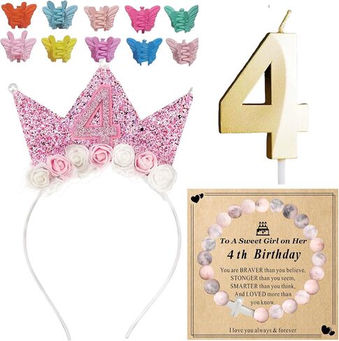 Birthday Gifts for 2 3 4 5 6 7 Year Old, Birthday Decorations Kits Candle Headband Bracelet Mini Hair Claw Clip in Saudi Arabia