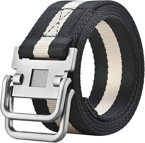 Mens belt black nylon stretchable canvas belts for man jeans Automatic Buckle stripe Classic Fashion in Kuwait