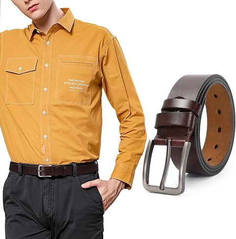 Men's Casual Leather Jeans Belts Classic Work Business Dress Buckle Belt for Men in Saudi Arabia