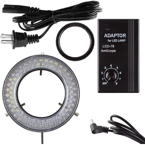AmScope 78 LED Light Microscope LED Ring Light with Controller for Microscopes, Repairs, Inspections
