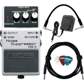 حزمة Boss NS-1X لقمع الضوضاء مع محول الطاقة، وكابل أداة Roland، وكابل التصحيح، واللقطات