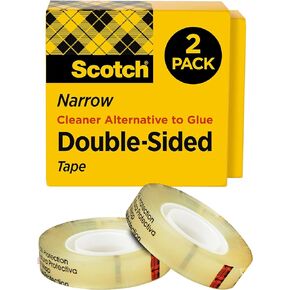 Scotch Double Sided Tape, Office and School Supplies for Arts and Crafts, Alternative to Scrapbooking Tape, 0.50 in. x 500 in., 2 Refill Tape Rolls