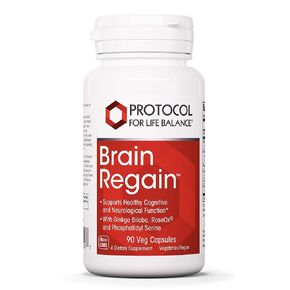 Protocol Brain Regain - Free Radical Neutralizers, Blood Vessel, Brain Support - Ginko Biloba - 90 Veg Caps