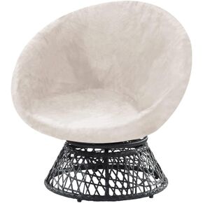 Velvet Round Saucer Chair Cover High Stretch Moon Chair Slipcover, Removable Barrel Chair Cushion Cover Saucer Chair Furniture Protector for Living Room, Medium, Brown (Cover Only)