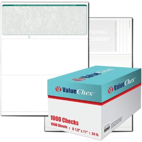VersaCheck ValueChex - 1000 Blank Business Voucher Checks - Green Classic - 1000 Sheets Form #1000 - Check on Top