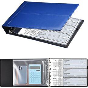 7 Ring Executive Business Check Binder 600 Checks Capcity for 9" x 13" Sheets, PU Leather Checkbook Holder with Zip Pouch