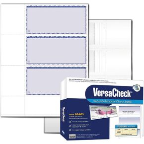VersaCheck Secure Checks - 750 Blank Business or Personal Wallet Checks - Blue Premium - 250 Sheets Form #3001 - 3 Per Sheet