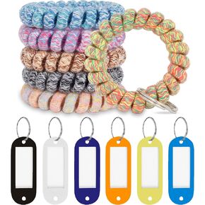 BIHRTC 6PCS Coil Wrist Keychain Accessories Bracelet Key Ring Holder Spiral Plastic Keychains Spring Flexible Wrist Band Stretchable Sauna Key Chains Stretchy Wristband for Gym Pool Outdoor Sports in Kuwait