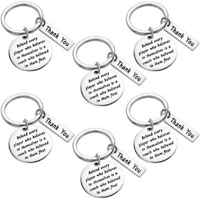 6 Pcs Coach Gifts Keychain Baseball Coach Appreciation Gift for Softball Football Soccer Coach Thank you Gift