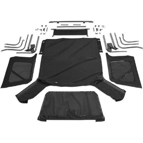 Rampage Complete Soft Top | Vinyl, Black Diamond Color with Tinted Windows, includes Frame & Hardware | 68835 | Fits 1997 - 2006 Jeep Wrangler TJ, with Full Steel Doors