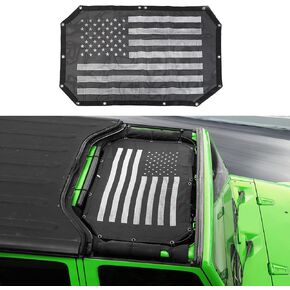 RT-TCZ Sunshade Mesh Top Cover Provides UV Sun Protection for Jeep Wrangler JK JKU 2007-2018 (Black)