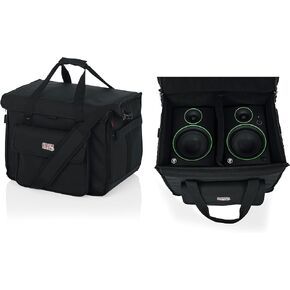 Gator Cases Studio Monitor Tote Bag Holds (2) Powered Monitors Up to 5" Driver Range; Fits JBL, Mackie, KRK, & More (G-STUDIOMON1),Black