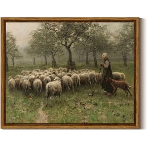 InSimSea Framed Canvas Wall Art Vintage Landscape Prints, Framed Canvas Art Wall Decor, Abstract Serene Countryside Scene Wall Prints, Mid Century Modern Decor for Living Room Bedroom Office 9x11in