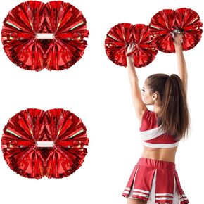 Pom Poms Cheerleading，2 Pack Cheer Pom Poms with Baton Handle,13.8 inches Metallic Foil Rainbow Film Cheerleading pom poms for Kids Adult Cheer Team Spirit