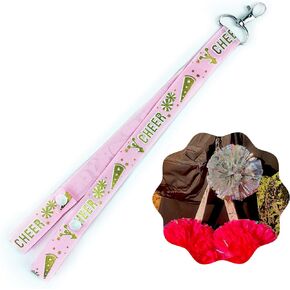 LUHOHI Pom Pom Holder for Backpack Cheer, Professional Cheerleader Pom Pony Holder Strap Cheerleading Pompoms Lanyard Storage (Rose-Red)