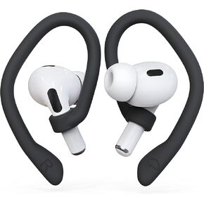 DamonLight Ear Hooks 2 Pairs for AirPods Pro 2 & 1, AirPods 3 & 2 & 1, Airpod Ear Hook, Anti-Slip Comfortable Fit, Ergonomic Design, AirPods Accessories (Small, Black)