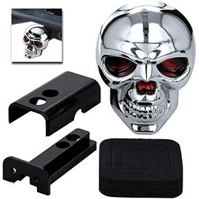 Light-Up Red Eye Skull Trailer Hitch Receiver Cover Brake Tail fits 2" or 1-1/4" Hitches w/4-pole Plug