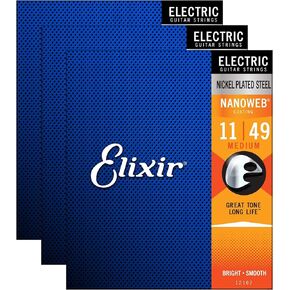Elixir 12102 Electric Nano Medium 11-49 (3 Pack Bundle)