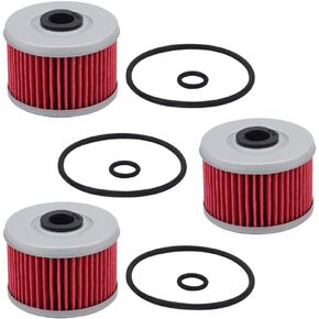 Tvent 3 Packs HF113 Oil Filter 15412-HM5-A10 with O-Rings Fit for ATC250ES ATC350X TRX250 TRX300 TRX350 TRX400EX TRX420FE TRX450ES TRX500FE XL250R XL350R XL600R XR200R XR250R XR350R Foreman 500