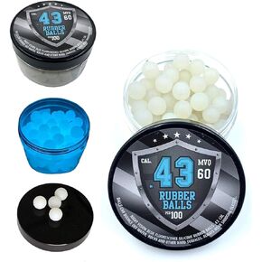 SSR 100 x Blue Night Vision Fluorescent Silicon Rubber Balls Paintballs Glowing in The Dark in 43 Cal. for Training and Self - Home Defense