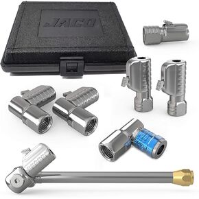 JACO Lightning Tire Air Chuck Kit (Set of 7) | Open Flow, 1/4" F-NPT