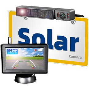 كاميرا احتياطية لاسلكية تعمل بالطاقة الشمسية مع رؤية ليلية بالأشعة تحت الحمراء، تثبيت لمدة 3 دقائق بدون أسلاك، مجهزة بشاشة 5 بوصة عالية الدقة 1080 بيكسل، كاميرا عكسية مقاومة للماء IP69K للسيارات والشاحنات والمقطورات RV in Kuwait
