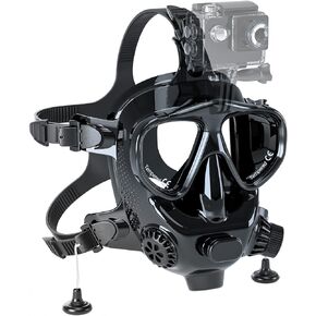 قناع غوص لكامل الوجه من تشيكاديف مع حامل للكاميرا، قناع غوص بانورامي لكامل الوجه بزاوية 180 درجة، قناع غوص مضاد للضباب ومضاد للتسرب للغوص، متوافق مع جميع خزانات الغوص in Kuwait