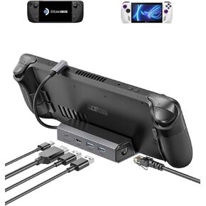 JSAUX Docking Station for Steam Deck/ROG Ally/Legion Go/MSI Claw, 5-in-1 Steam Deck Dock with HDMI 4K@60Hz, 100Mbps Ethernet, Dual USB-A 2.0 and 100W Charge Compatible with Steam Deck OLED-HB0602
