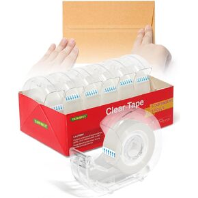 Clear Tape Rolls-12 Pack Transparent Tape Bulk with Dispensers-7/10 X 1000 Inches Glossy Office Tape for School Store