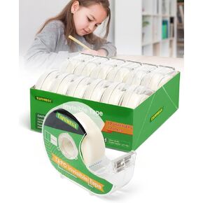 Clear Tape Invisible Tape Rolls-12 Packs Gift Wrap Tape Frosted Writable Invisible Tape Bulk-Gift Wrapping Tape with Dispenser-7/10 X 1000 Inches Tape for School Office Craft Job