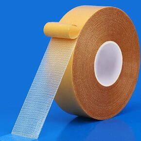 Tuocalo Double-Sided Fabric Tape Heavy Duty, 1.18inx66FT(20m) Super Sticky Clear Tape, Strong Wall Adhesive with Fiberglass Mesh, Fixed Carpet, Wall Decor, Removable & Residue Free in Saudi Arabia