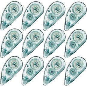 Total 12pcs Double Sided Adhesive Tape Roller Scrapbook Tape Roller, Acid Free & Archival-Safe, Permanent Double-Sided Adhesive Tape Dispenser for Crafts, Scrapbooking & Card Making 6m X 6mm (Green)