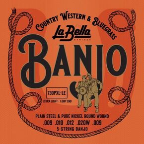 La Bella 730PXL-LE حلقة خفيفة للغاية تنتهي من الفولاذ العادي والنيكل النقي وأوتار بانجو مستديرة