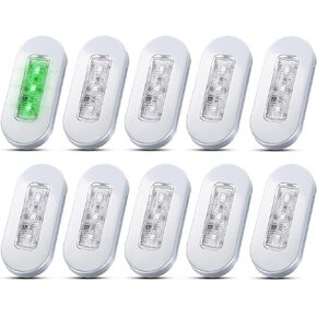 [عبوة من 10] Ledvillage 3 بوصة عدسة شفافة خضراء LED بيضاوية بحرية ضوء مجاملة لشاحنة الالتقاط والعبّارة واليخت والقوارب العائمة 12 فولت تيار مستمر مع الكروم المقاوم للأشعة فوق البنفسجية 12 in Kuwait