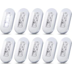 [Pack of 10] Ledvillage 3 Inch Blue LED Courtesy Marine Lights 2835 SMD Transom Lamp for Boat Ferry Barge Yacht Cruise Trailer 12V DC 3 LED with Chrome Stainless UV12