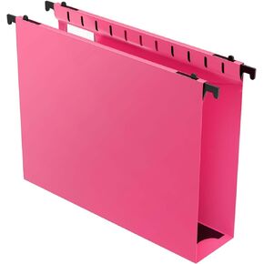 Nordun Extra Capacity Plastic Hanging File Folder Letter Size,12 Pack Reinforced Hang Folders with Heavy Duty 2 Inch Expansion,Pink Hanging File Folder Designed for Bulky Files