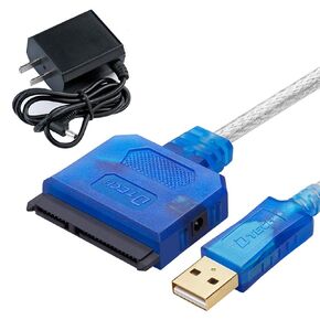 DTech Slim USB to Hard Drive Cable HDD SSD 3.5 2.5 Inch 22 pin SATA to USB 2.0 Adapter with Power Supply LED Indicators External Converter for Laptop Desktop Computer SATAIII Disk Data Transfer in Saudi Arabia