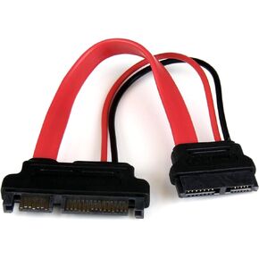 StarTech.com 6in Slimline SATA to SATA Adapter with Power - Slim SATA (F) to SATA (M) - Slimline Serial ATA to SATA (SLSATAADAP6) , Red