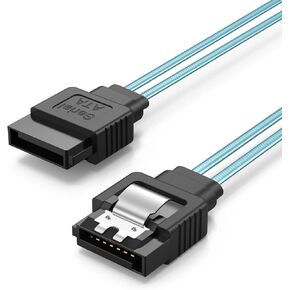 CableCreation SATA III Cable, [5-Pack] 8-inch SATA III 6.0 Gbps 7pin Female Straight to Straight Female Data Cable with Locking Latch, 0.6 FT Blue