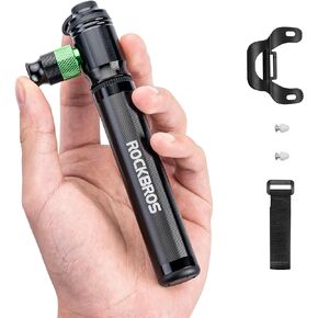 ROCKBROS Mini Bike Pump 110PSI Hand Pump and CO2 Inflator Dual Purpose Presta and Schrader Valve Compatible Bicycle Tire Pump for Road and Mountain Bikes Insulated Sleeve - No CO2 Cartridges Included