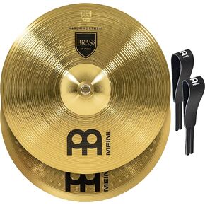Meinl 14" Marching Cymbal Pair with Straps - Brass Alloy Traditional Finish - Made In Germany, 2-YEAR WARRANTY (MA-BR-14M)