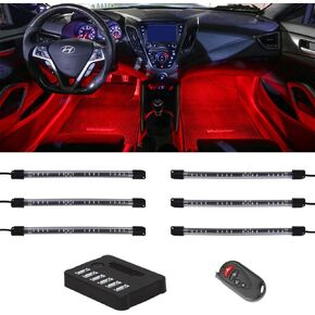 LEDGlow 6pc Flexible Million Color Multi-Color LED Interior Footwell Underdash Neon Lighting Kit for Cars & Trucks - 15 Solid Colors - 10 Unique Patterns - Music Mode - Includes Control Box & Remote