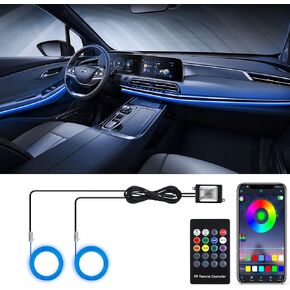 LED Strip Lights for Car, 2 in 1 RGB Car Interior Lights with 16 Million Colors and 118 inches Fiber Optic, Neon Ambient Lighting Kits, Bluetooth APP Control and Remote Control