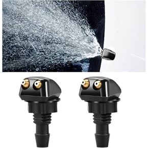 Car Front Windshield Washer Nozzles, Washer Nozzle Kit Car Double-hole Wiper Washer, Auto Washer Nozzles Window Wiper Spray for Most Cars (Washer Nozzle with Hose and Connector)
