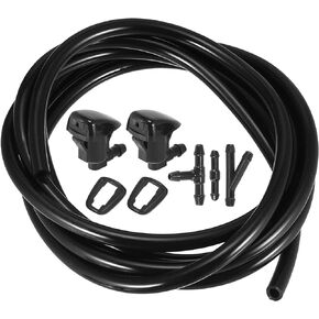 ACROPIX Front Windshield Wiper Nozzles Kit for Pontiac G6 for Chevy Malibu with Gaskets 2 Meter Fluid Hose - Pack of 6 Black