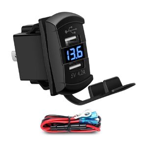 USB Rocker Switch USB C Charger Socket with Waterproof Cover Dual PD and QC3.0 12V/24V Blue Led Voltmeter for Rocker Type Marine Switch Panel On Marine Rv Vehicles…