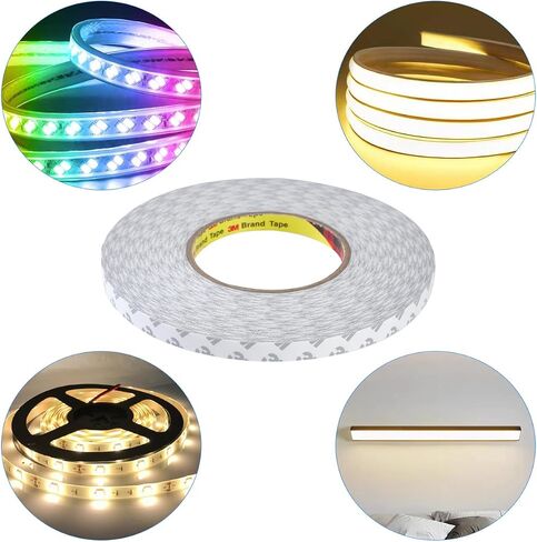 Double Sided Tape Heavy Duty, Double Sided Tape Compatible with 5050 5630 SMD LED Strip Light, Car Trim, Home/Office Decor, Craft Project, Poster Sticker (0.39in x 164ft) (10mmX50m) in Kuwait